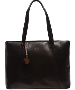 Enola' Black Leather Tote Bag