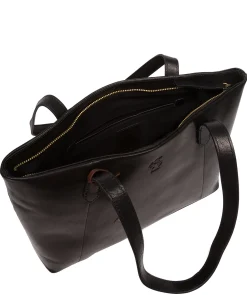 Enola' Black Leather Tote Bag