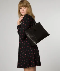 Enola' Black Leather Tote Bag