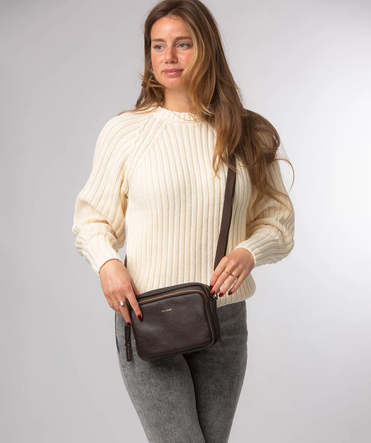 Eris' Espresso Leather Cross Body Bag