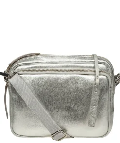 Eris' Metallic Silver Leather Cross Body Bag