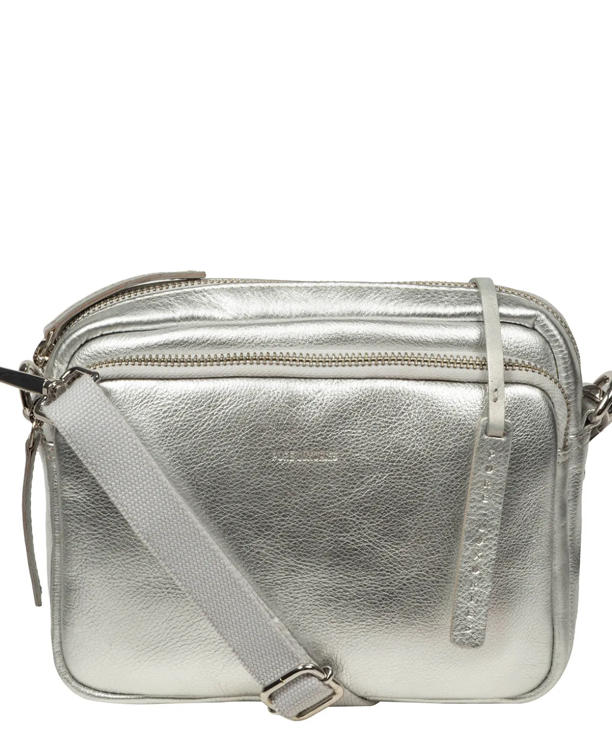 Eris' Metallic Silver Leather Cross Body Bag