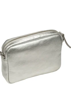 Eris' Metallic Silver Leather Cross Body Bag