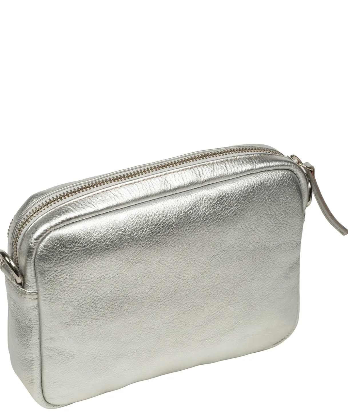 Eris' Metallic Silver Leather Cross Body Bag