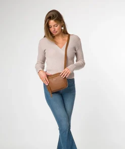 Eris' Rich Tan Leather Cross Body Bag