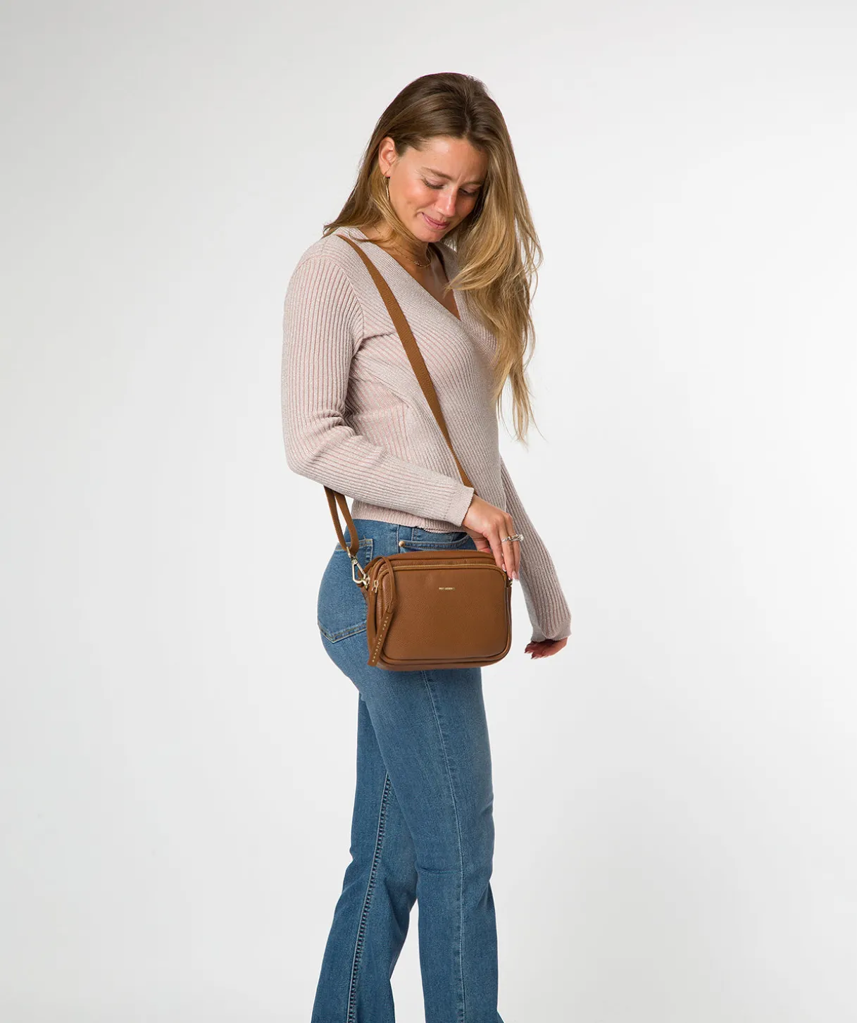 Eris' Rich Tan Leather Cross Body Bag