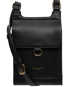 Erma' Black Leather Cross Body Bag