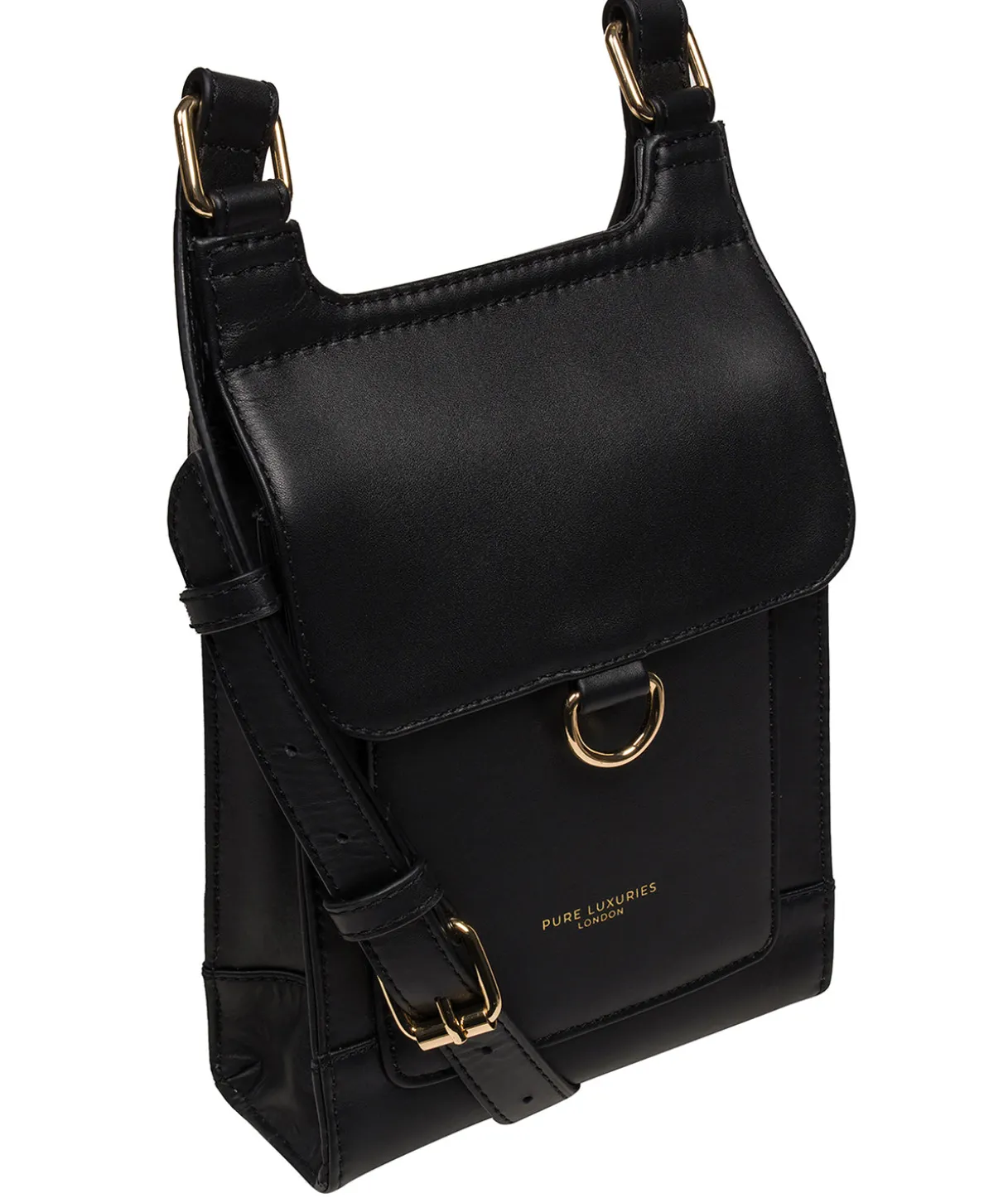 Erma' Black Leather Cross Body Bag