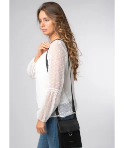 Erma' Black Leather Cross Body Bag