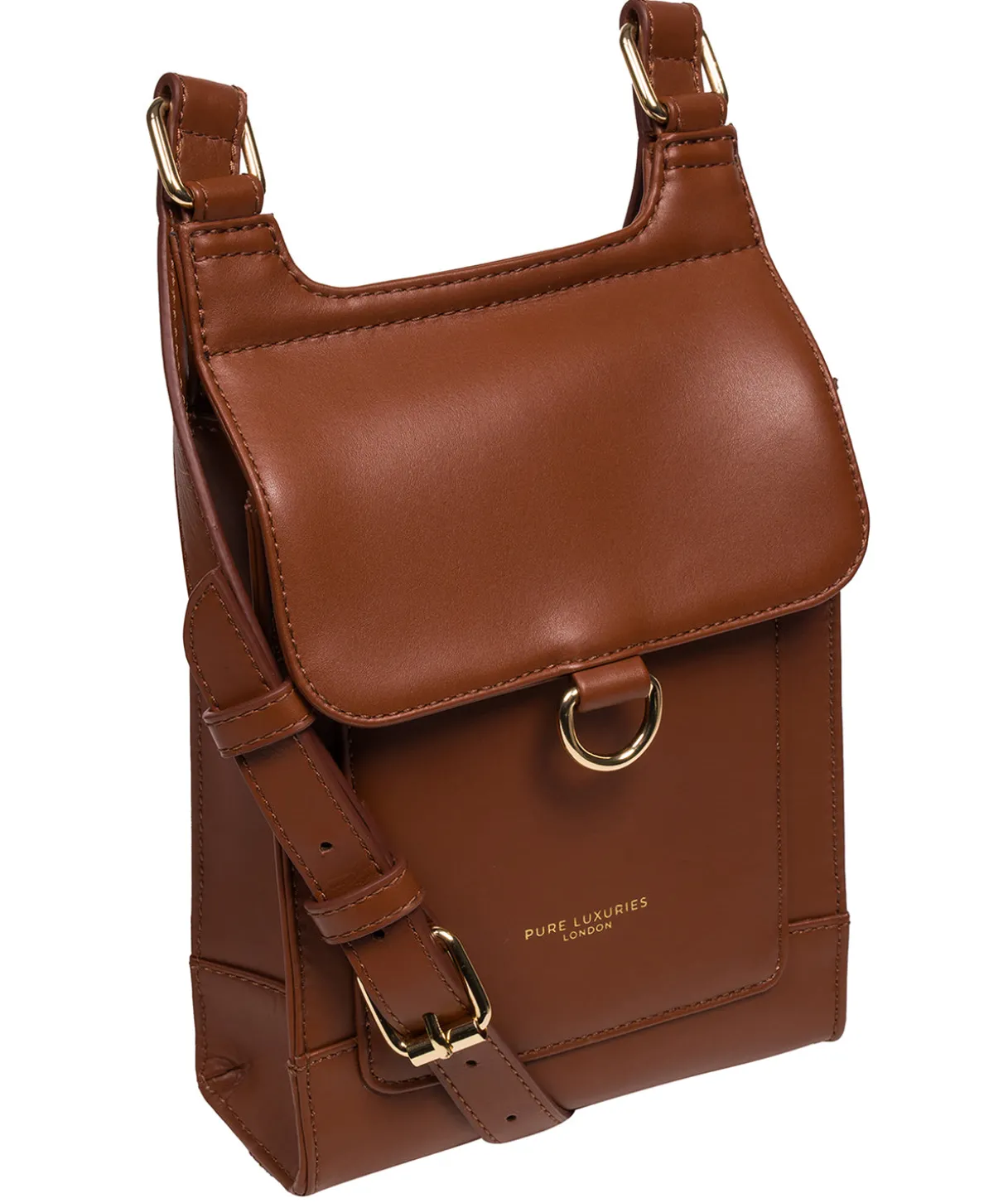 Erma' Caramel Leather Cross Body Bag