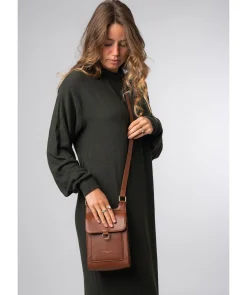 Erma' Caramel Leather Cross Body Bag
