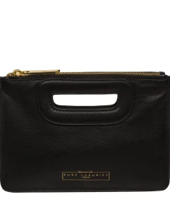 Esher' Black Leather Clutch Bag