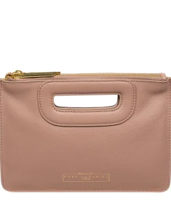 Esher' Blush Pink Leather Clutch Bag