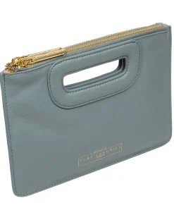 Esher' Cashmere Blue Leather Clutch Bag