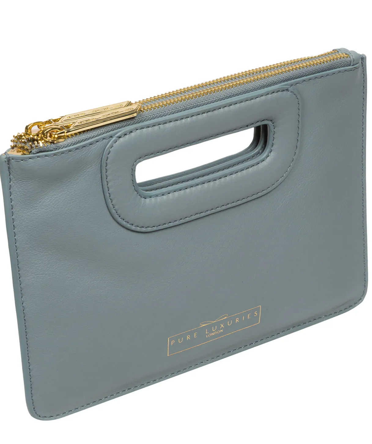 Esher' Cashmere Blue Leather Clutch Bag