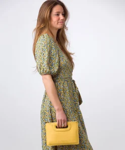 Esher' Lemon Drop Leather Clutch Bag