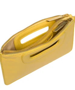 Esher' Lemon Drop Leather Clutch Bag