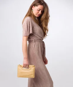 Esher' Metallic Gold Leather Clutch Bag