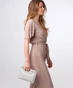 Esher' Metallic Silver Leather Clutch Bag