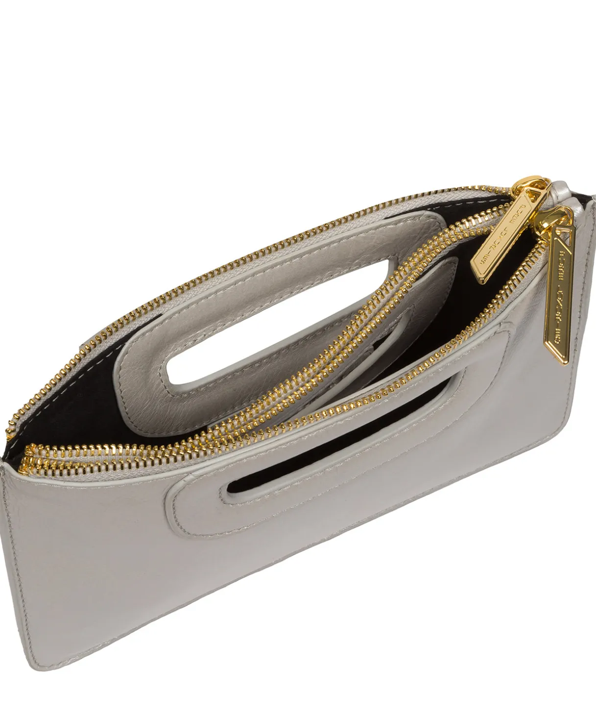 Esher' Metallic Silver Leather Clutch Bag