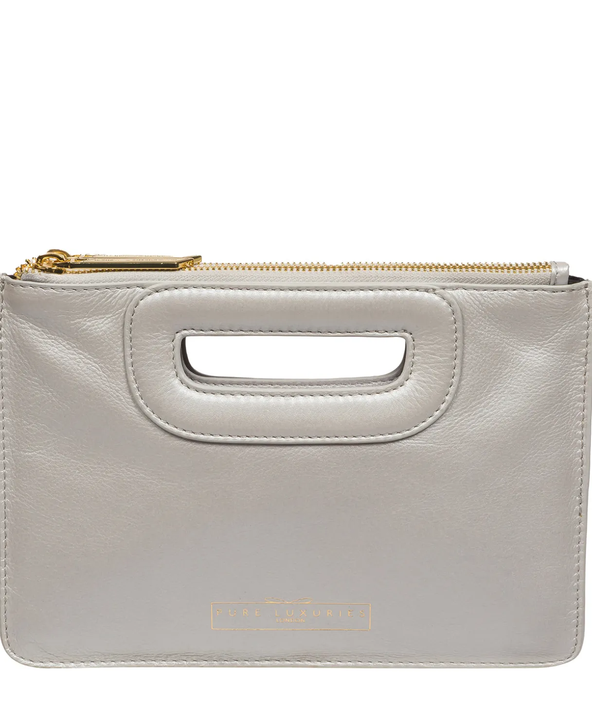 Esher' Metallic Silver Leather Clutch Bag