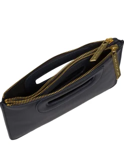 Esher' Navy Leather Clutch Bag