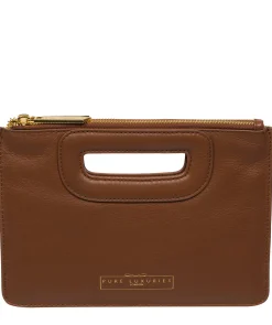 Esher' Tan Leather Clutch Bag