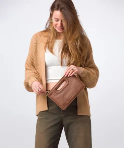 Esher' Tan Leather Clutch Bag