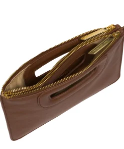 Esher' Tan Leather Clutch Bag