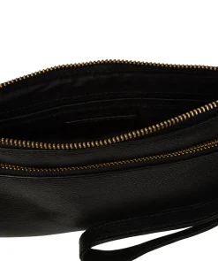 Estelle' Black Leather Clutch and Cross Body Bag