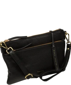 Estelle' Black Leather Clutch and Cross Body Bag