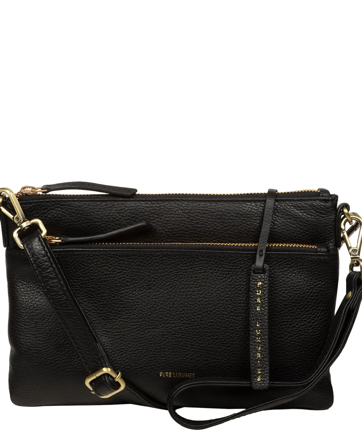 Estelle' Black Leather Clutch and Cross Body Bag