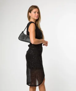 Evangeline' Black Leather Evening Grab Bag