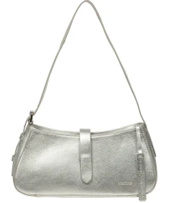 Evangeline' Metallic Silver Leather Grab Bag