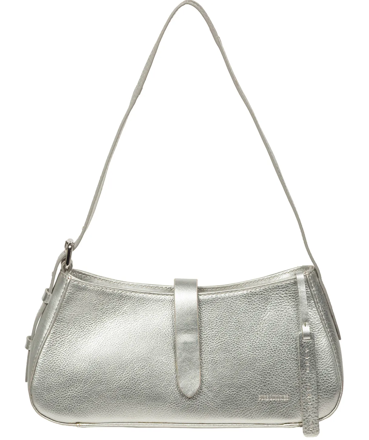 Evangeline' Metallic Silver Leather Grab Bag