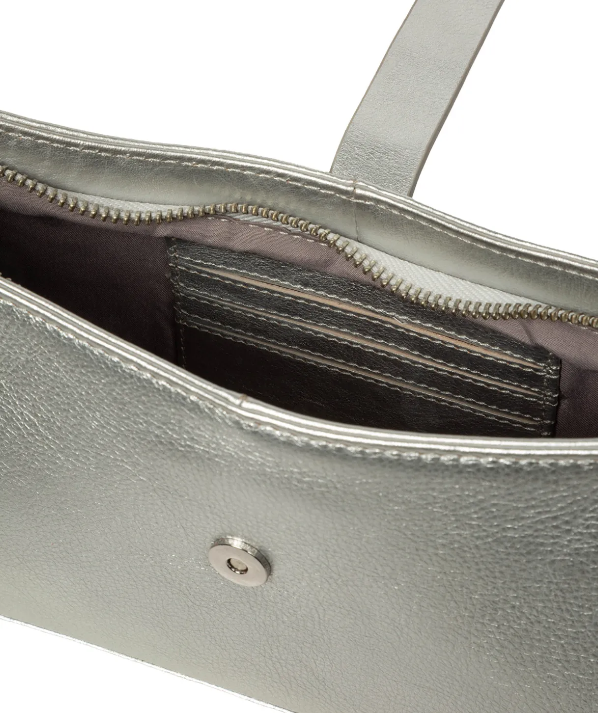 Evangeline' Metallic Silver Leather Grab Bag