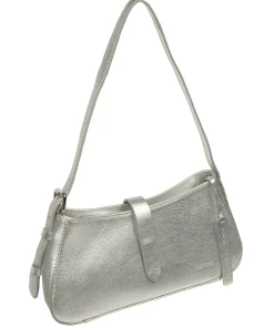 Evangeline' Metallic Silver Leather Grab Bag
