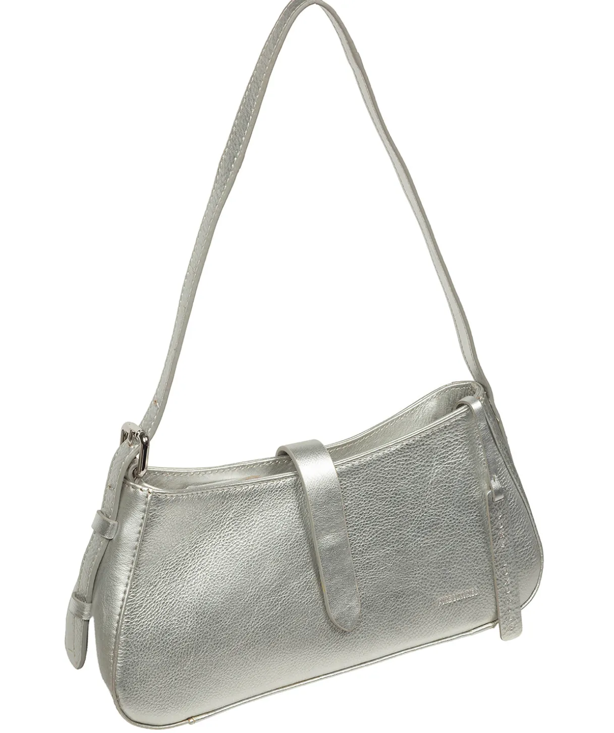 Evangeline' Metallic Silver Leather Grab Bag
