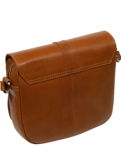 Fern' Dark Tan Leather Cross Body Bag