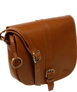 Fern' Dark Tan Leather Cross Body Bag