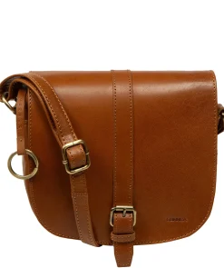 Fern' Dark Tan Leather Cross Body Bag