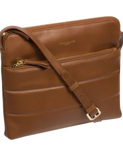Finola' Chestnut Nappa Leather Cross Body Bag