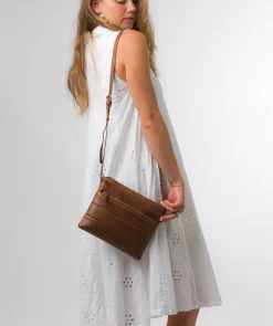 Finola' Chestnut Nappa Leather Cross Body Bag