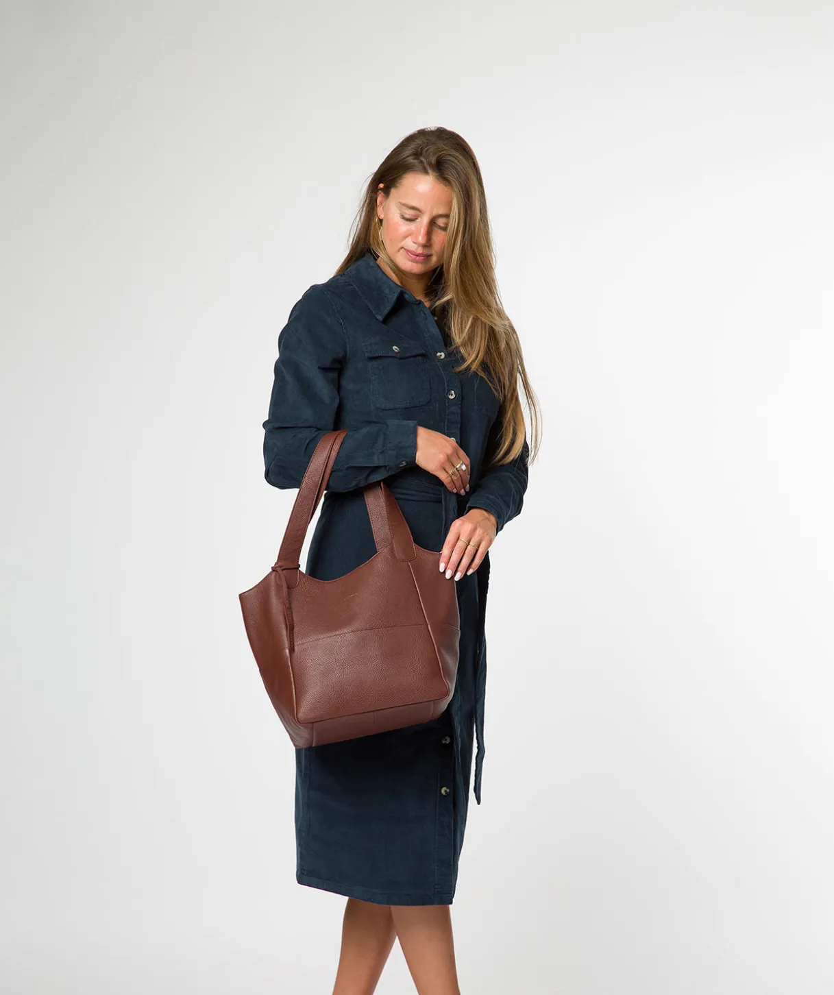 Fizz' Chestnut Leather Tote Bag