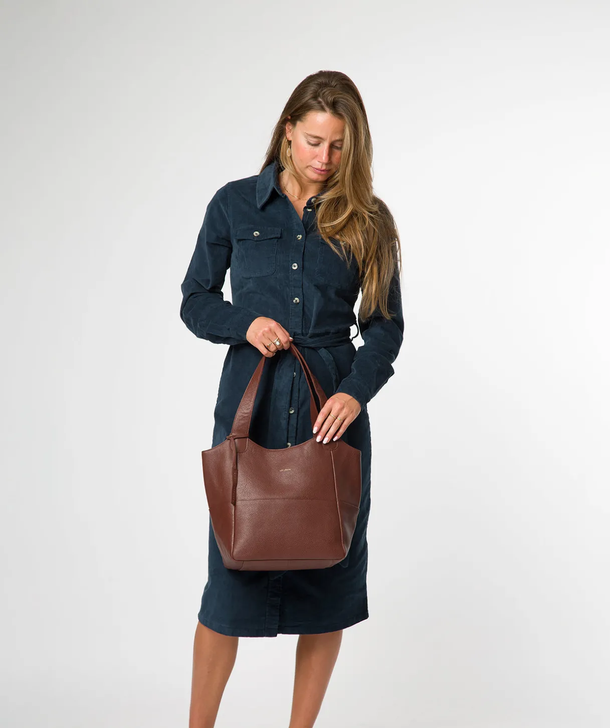 Fizz' Chestnut Leather Tote Bag