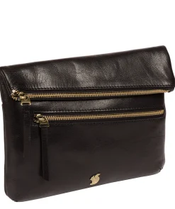 Flare' Black Leather Clutch Bag