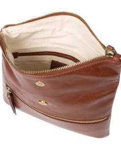 Flare' Conker Brown Leather Clutch Bag