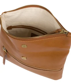 Flare' Dark Tan Leather Clutch Bag