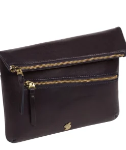 Flare' Navy Leather Clutch Bag
