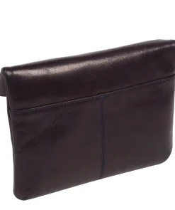 Flare' Navy Leather Clutch Bag